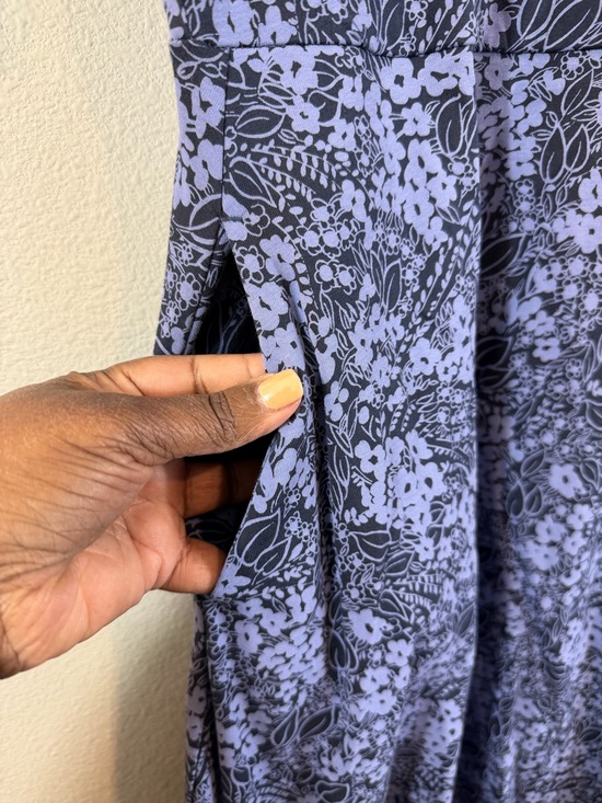 Pact Blue Floral Midi Dress XXL Scoop Neck Short Sleeve Fit & Flare Organic - Picture 4 of 7